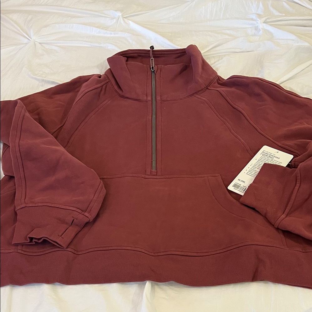 lululemon athletica Maroon Quarter Zip Scuba Sweatshirt